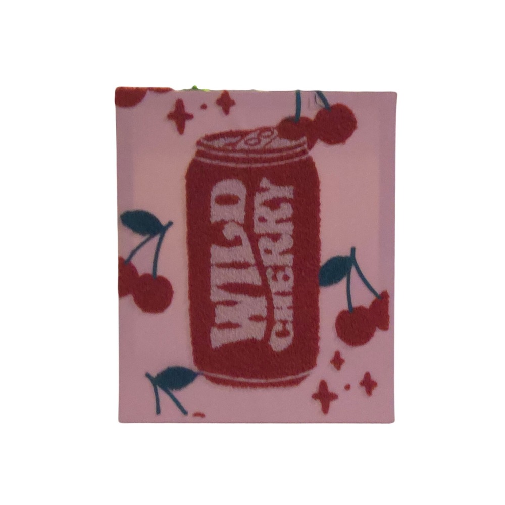 Five Below Wild Cherry Soda Tufted Wall Art Pink Frame Retro Kitsch Decor EUC